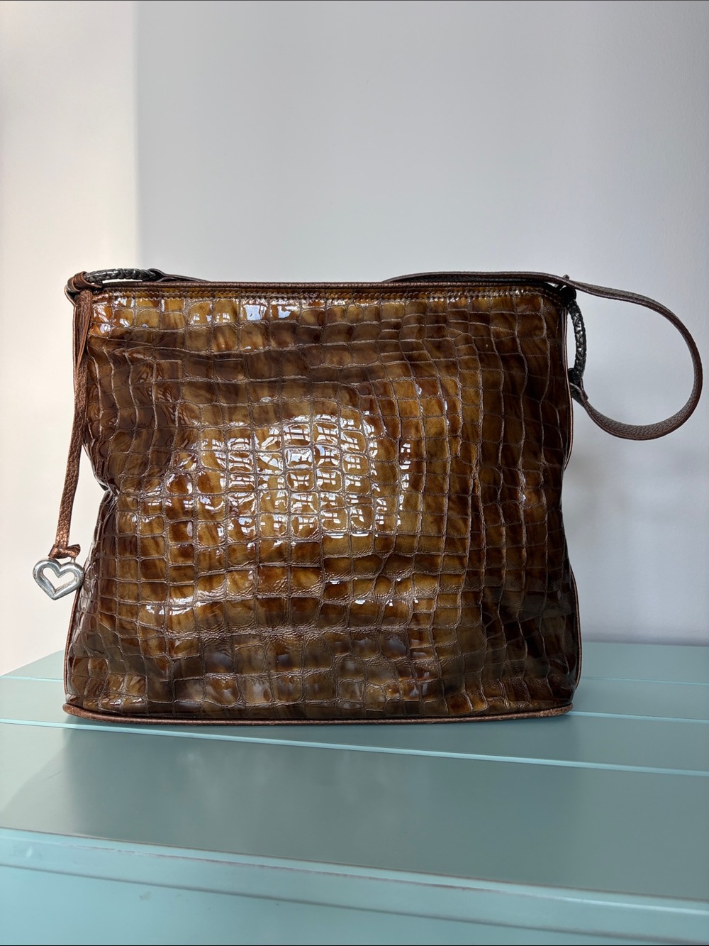 Brighton CHER Bronze  Croc-Embossed Leather Purse
